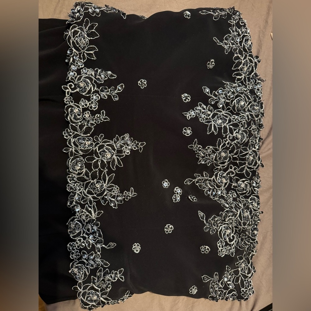 Montage by Mon Cheri Black Strapless Dress with Silver Embroidery - Picture 4 of 6